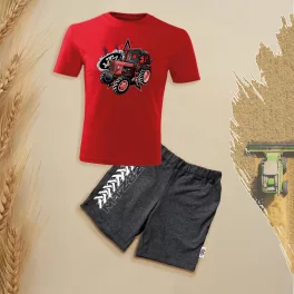 MTZ 82 piros gyerek rövidujjú és rövidnadrág szett