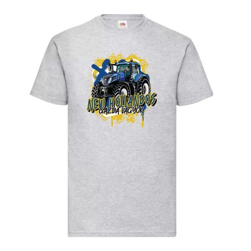 M méretű new holland gazda szürke rövid póló új