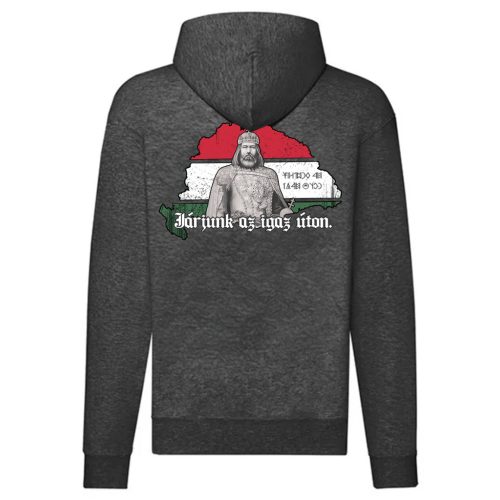 Járjunk az igaz úton cipzáras pulóver (sötétszürke)