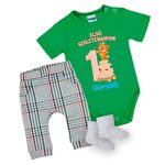 Macis Rövid ujjú zöld body + nadrág  és zokni