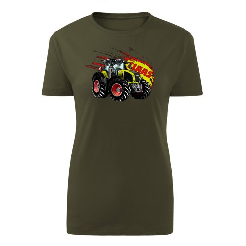 Claas Axion zöld traktoros női póló