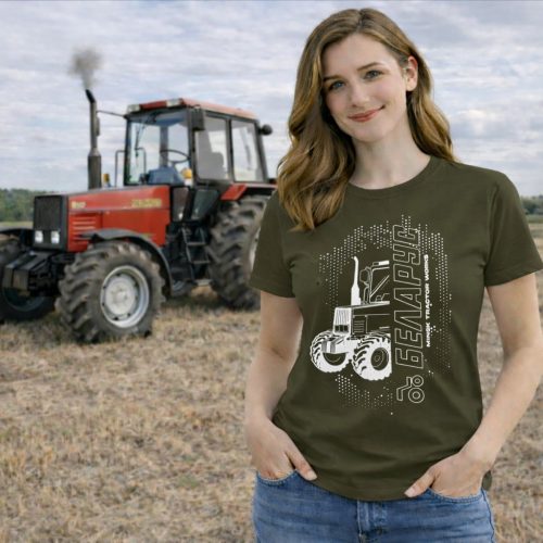 Belarus NEW körvonalas designe zöld női póló fehér minta