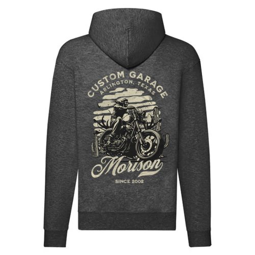 CUSTOM GARAGE MOTOROS SZÜRKE CIPZÁRAS PULÓVER