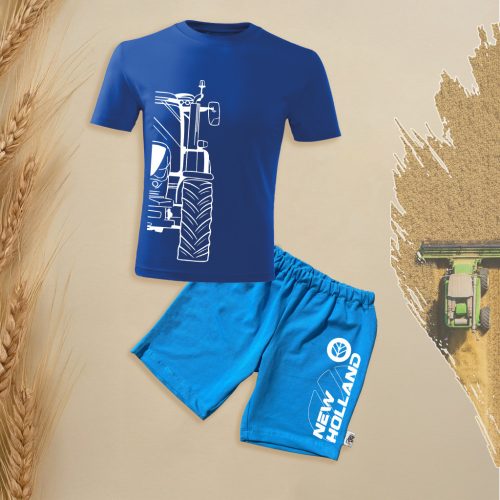 New Holland körvonalas kék gyerek rövidujjú és rövidnadrág szett.