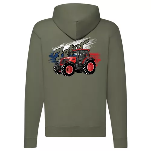 Zetor C. 170 Kapucnis cipzáras pulóver zöld