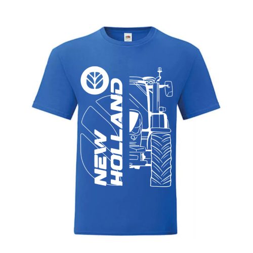 New Holland Új körvonalas design kék póló fehér minta