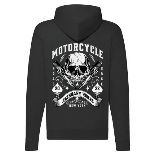 MOTORCYCLE ROAD SPIRIT FEKETE CIPZÁRAS PULÓVER