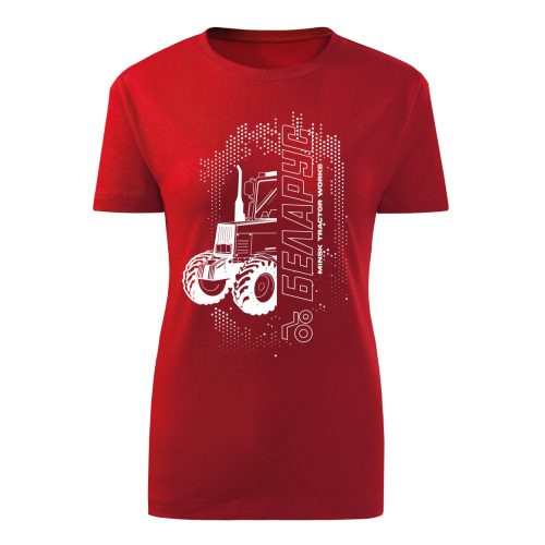 Belarus NEW körvonalas design piros póló fehér minta
