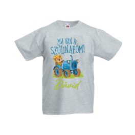   MA VAN A SZÜLINAPOM TRAKTOROS RÖVID UJJÚ SZÜRKE GYEREK PÓLÓ