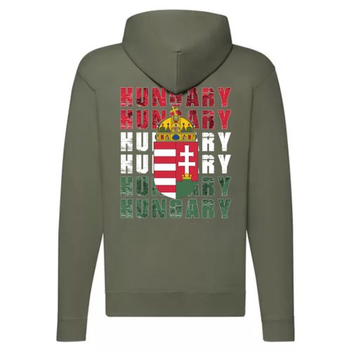 Hungary címer cipzáras pulóver (zöld)