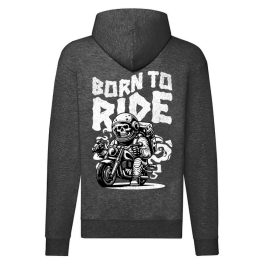 BORN TO RIDE MOTOROS CIPZÁRAS PULÓVER SZÜRKE
