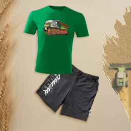   Claas Dominator zöld gyerek rövidujjú és rövidnadrág szett