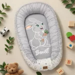 Babafészek Prémium Fiús Nyuszis mintás (Csillagos/Szürke) 