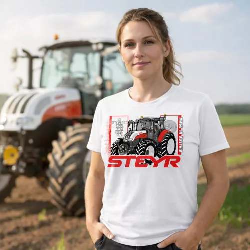 Steyr fehér női Traktoros póló