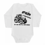Apukám a legjobb traktoros fekete minta, BABY BODY Fehér HOSSZÚ UJJÚ + Nadrág és Zokni