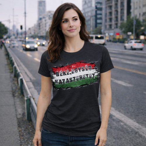 Béke, Egység, Hazaszeretet női póló (fekete)