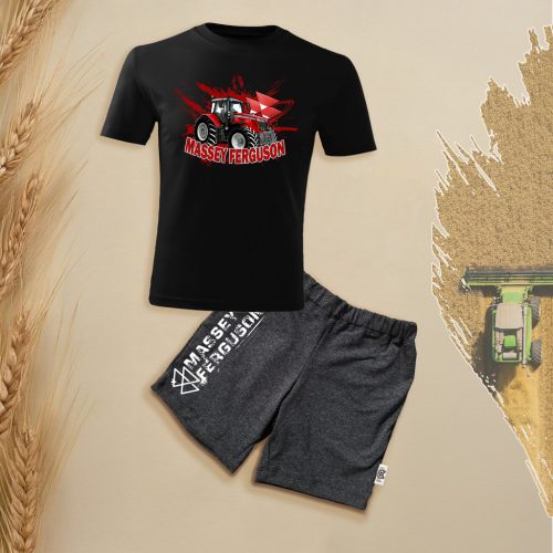 Massey Ferguson fekete gyerek rövidujjú és rövidnadrág szett
