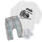 Apukám a legjobb traktoros fekete minta, BABY BODY Fehér HOSSZÚ , Nadrág és Zokni