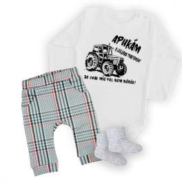   Apukám a legjobb traktoros fekete minta, BABY BODY Fehér HOSSZÚ , Nadrág és Zokni