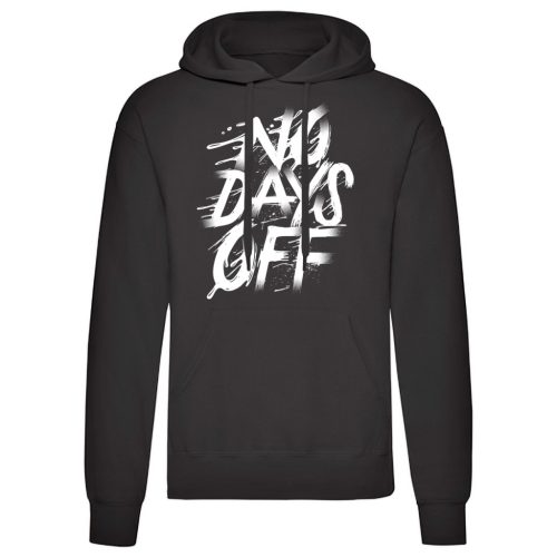 No Days off Fekete kenguruzsebes pulóver