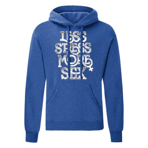 Less Stress...Kék kenguruzsebes pulóver