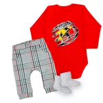 Abarth Piros HOSSZÚ UJJÚ BABA BODY + nadrág és zokni