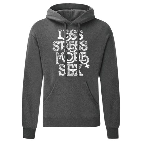 Less Stress...Szürke kenguruzsebes pulóver