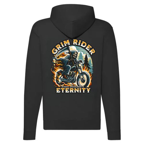 GRIM RIDER MOTOROS CIPZÁRAS PULÓVER FEKETE