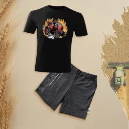 MTZ 50 fekete gyerek rövidujjú és rövidnadrág szett