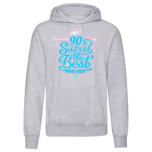 The 90's Saved…Világosszürke kenguruzsebes pulóver