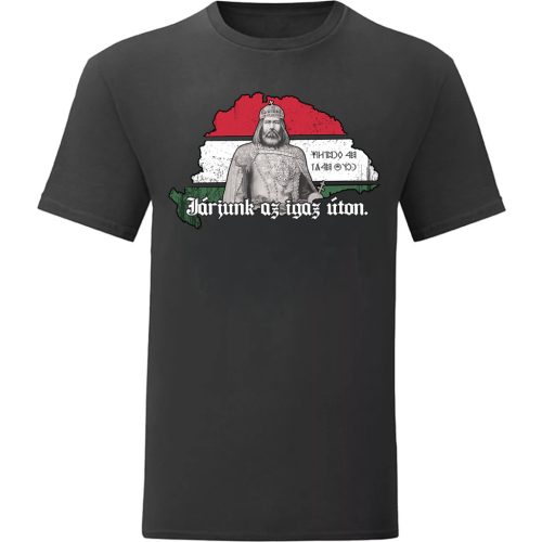 Járjunk az igaz úton póló (fekete)