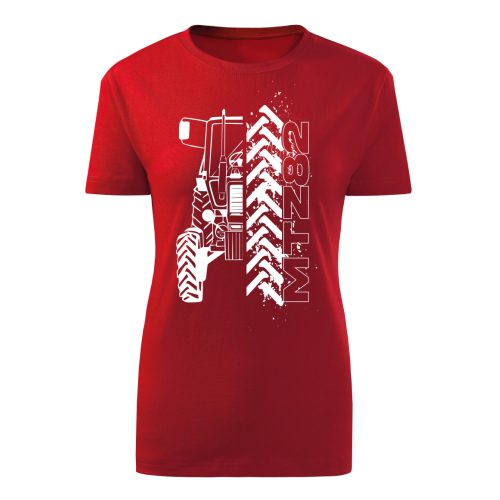 MTZ 82 NEW körvonalas design piros női póló