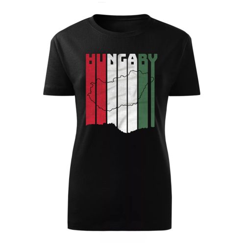Hungary körvonalas női póló (fekete)
