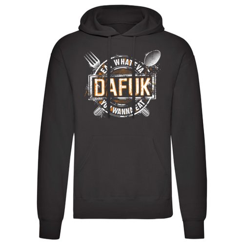 Eat Whateva Dafuk…Fekete kenguruzsebes pulóver 