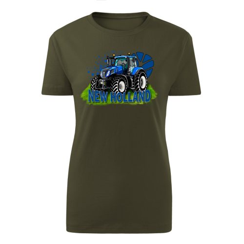 New Holland zöld traktoros női póló