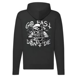 GO FAST DON'T DIE MOTOROS FEKETE CIPZÁRAS PULÓVER