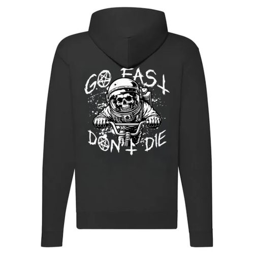 GO FAST DON'T DIE MOTOROS FEKETE CIPZÁRAS PULÓVER