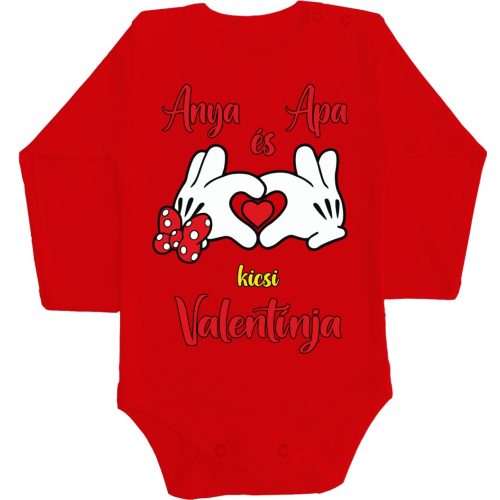Anya és Apa kicsi ValentÍnja! Fiú Baba body hosszú ujjú piros