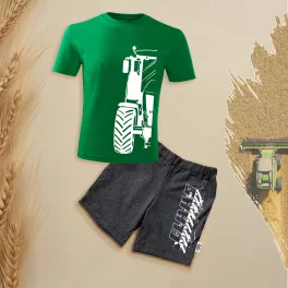   Claas körvonalas zöld gyerek rövidujjú és rövidnadrág szett