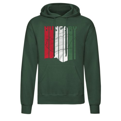 Hungary körvonalas kenguruzsebes pulóver (zöld)