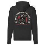 TWO WHEELS ONE SOUL MOTOROS FEKETE CIPZÁRAS PULÓVER