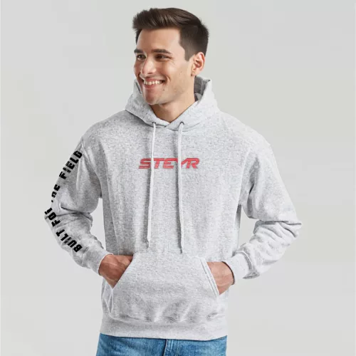 STEYR Style kenguruzsebes pulóver világosszürke színben