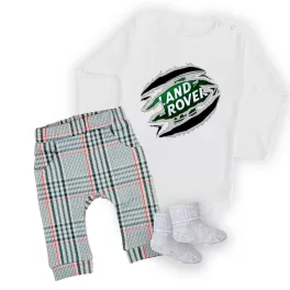  Land Rover Fehér  HOSSZÚ UJJÚ BABA BODY + nadrág és zokni