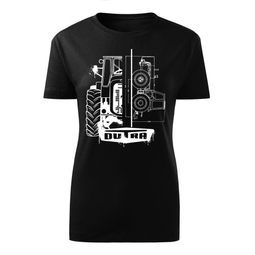 DUTRA NEW KÖRVONALAS DESIGN FEKETE NŐI PÓLÓ FEHÉR MINTA