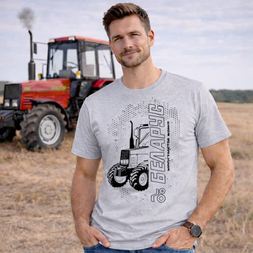 Belarus NEW körvonalas design szürke póló fekete minta