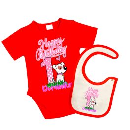 KUTYÁS SZÜLINAPI BODY ELŐKÉVEL PIROS (LÁNY)