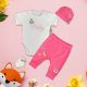 Baby Pink/Fehér Exkluzív Babaruha szett