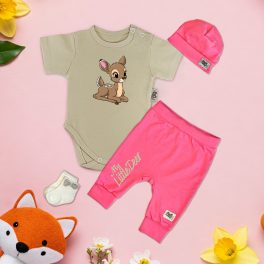 My Little Deer Kávé/Pink Exkluzív Babaruha szett