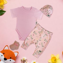 Pink/Zsiráfos Exkluzív Babaruha szett