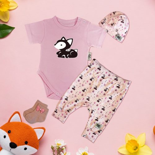Pink/Őzikés Exkluzív Babaruha szett